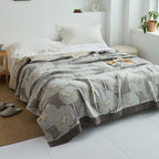 Premium Katoenen Deken met Japans Design – Elegante Warmte & Luxe Comfort voor Thuis-Blankets-DeWoonVallei-Grijs met patroon-150x200cm-DeWoonVallei