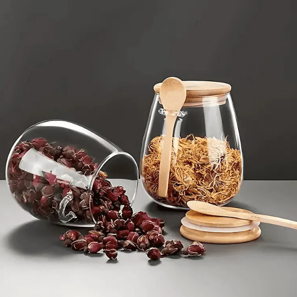 Premium Koffie- en Thee Bewaarpot Glas met Bamboedeksel voor Versheid-Food Storage Containers-DeWoonVallei-DeWoonVallei