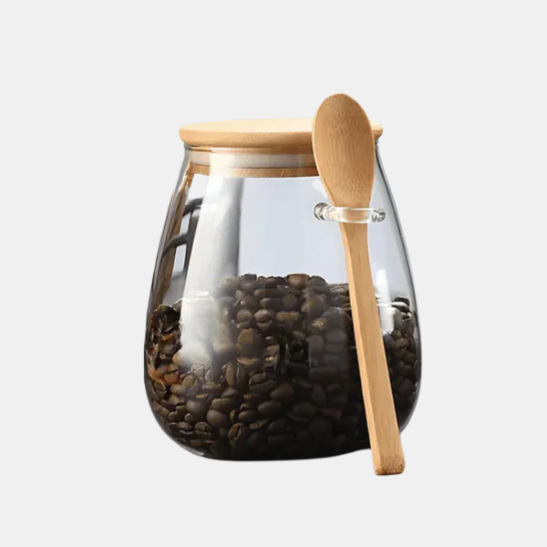 Premium Koffie- en Thee Bewaarpot Glas met Bamboedeksel voor Versheid-Food Storage Containers-DeWoonVallei-Groot - 1000 ml (9 x 14 cm)-DeWoonVallei