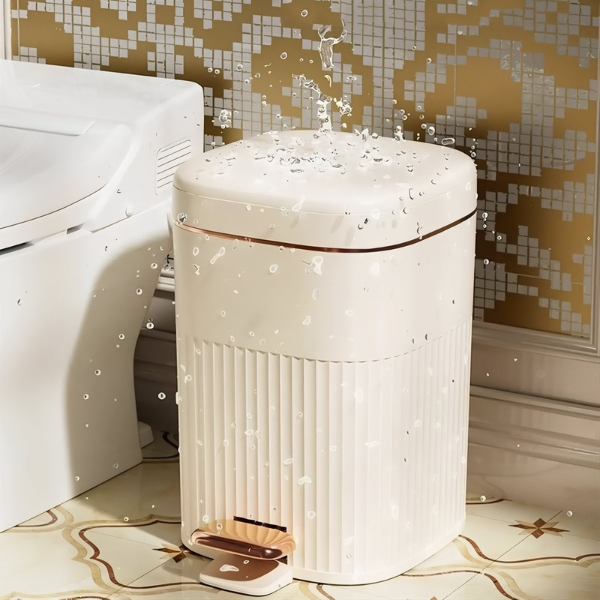 Premium Prullenbak met Pedaal Handsfree Modern Design voor Stijlvol Afvalbeheer-Home & Garden-DeWoonVallei-8 L-Beige-DeWoonVallei