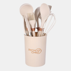 Premium Siliconen Keukenset – Elegant, Hittebestendig & Krasvrij Gereedschap voor Moeiteloos Koken-DeWoonVallei-Wit/Goud-DeWoonVallei