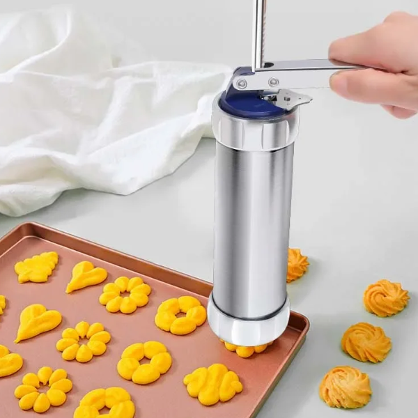 RVS Koekjespers met 20 Vormen en 4 Spuitmondjes voor Perfecte, Gelijke Koekjes-Kitchen Tools-DeWoonVallei-DeWoonVallei
