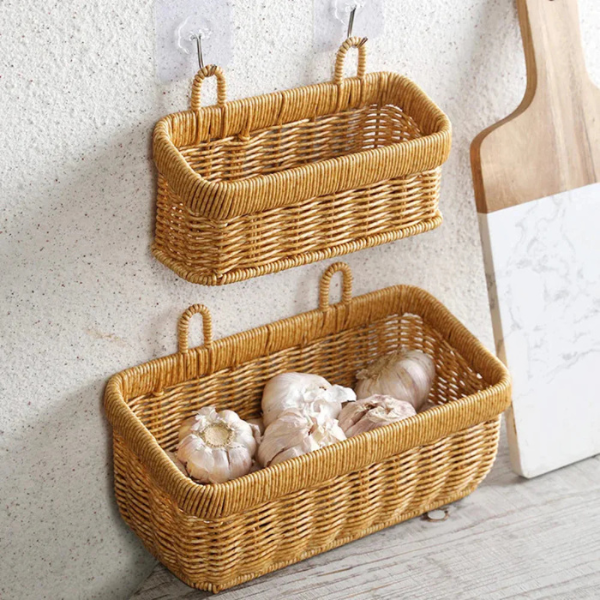 Rattan Opbergmand Organizer Handgevlochten Look Ruimtebesparende Woonoplossing-Storage Organization-DeWoonVallei-DeWoonVallei
