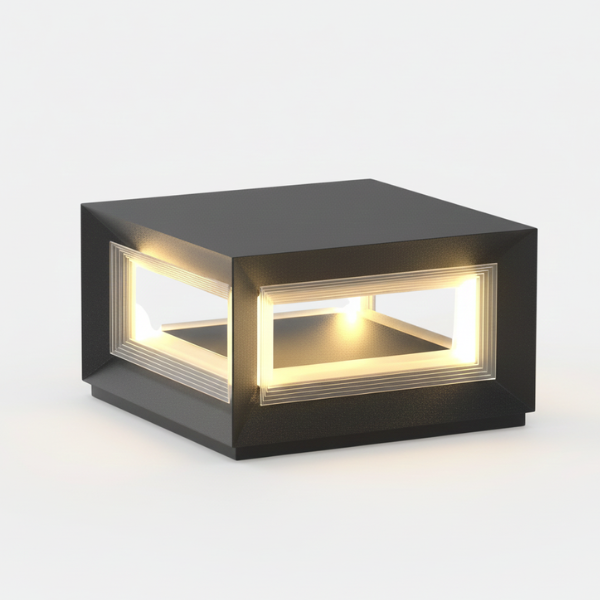 Rechthoekige RVS Buitensokkel Lamp Moderne Waterdichte LED met Dubbele Voeding en Sfeervolle Gloed-Lighting > Outdoor Lighting > Outdoor Post Lights-DeWoonVallei-DeWoonVallei