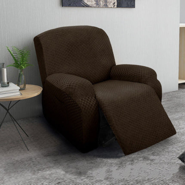 Rekbare Jacquard Relaxfauteuilhoes Moderne Pasvorm Beschermend Comfort-Slipcovers-DeWoonVallei-1-zits-Koffiebruin-DeWoonVallei