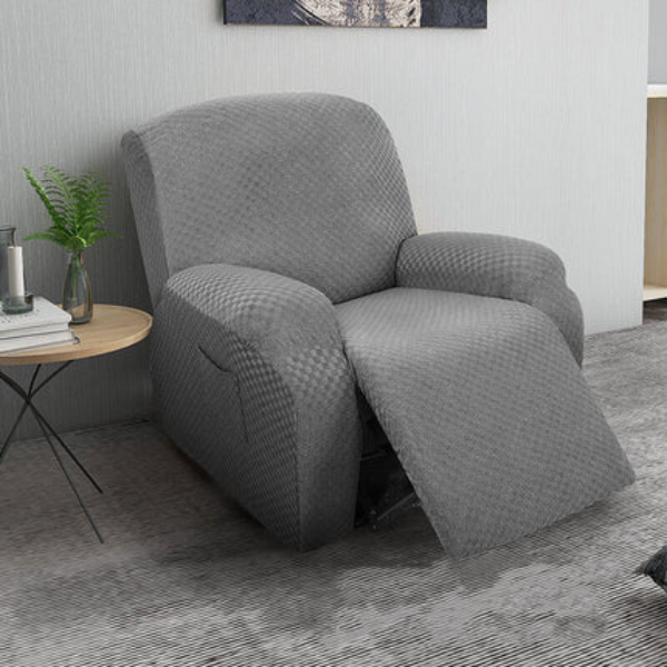 Rekbare Jacquard Relaxfauteuilhoes Moderne Pasvorm Beschermend Comfort-Slipcovers-DeWoonVallei-1-zits-Lichtgrijs-DeWoonVallei