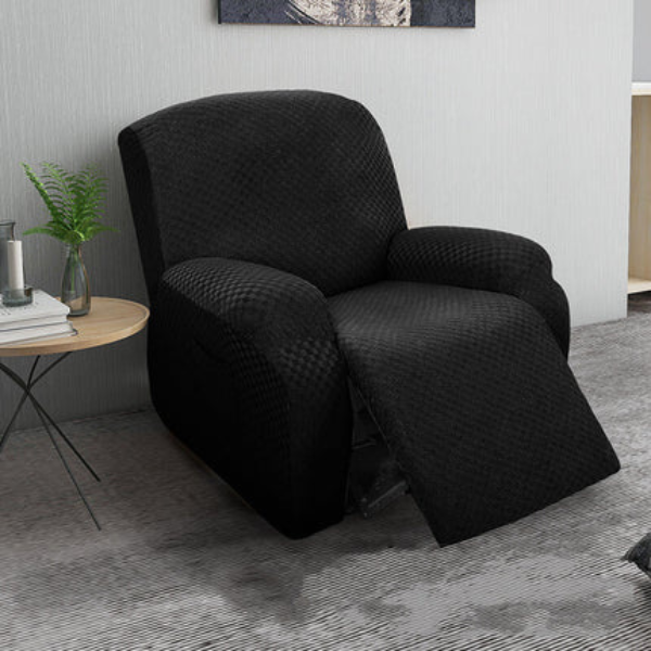 Rekbare Jacquard Relaxfauteuilhoes Moderne Pasvorm Beschermend Comfort-Slipcovers-DeWoonVallei-1-zits-Zwart-DeWoonVallei