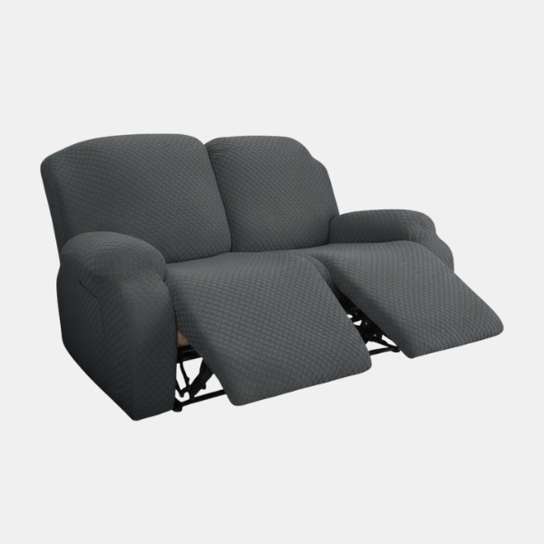 Rekbare Jacquard Relaxfauteuilhoes Moderne Pasvorm Beschermend Comfort-Slipcovers-DeWoonVallei-2-zits-Donkergrijs-DeWoonVallei