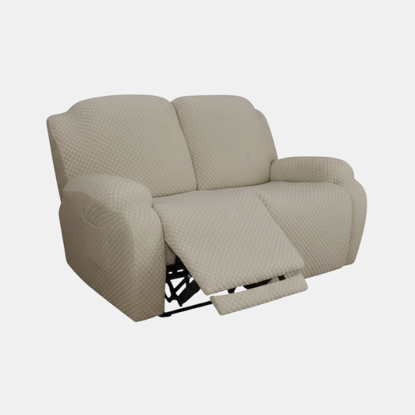 Rekbare Jacquard Relaxfauteuilhoes Moderne Pasvorm Beschermend Comfort-Slipcovers-DeWoonVallei-2-zits-Khaki-DeWoonVallei