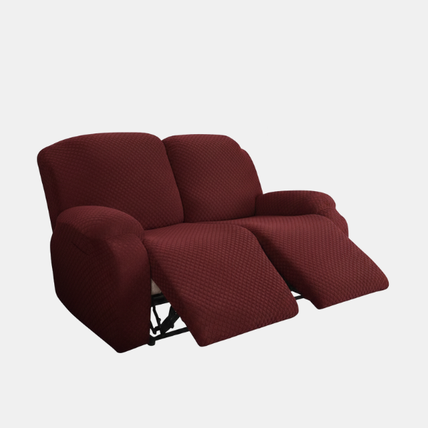 Rekbare Jacquard Relaxfauteuilhoes Moderne Pasvorm Beschermend Comfort-Slipcovers-DeWoonVallei-2-zits-Wijnrood-DeWoonVallei