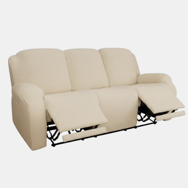 Rekbare Jacquard Relaxfauteuilhoes Moderne Pasvorm Beschermend Comfort-Slipcovers-DeWoonVallei-3-zits-Beige-DeWoonVallei