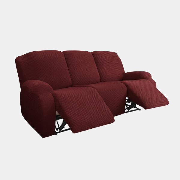 Rekbare Jacquard Relaxfauteuilhoes Moderne Pasvorm Beschermend Comfort-Slipcovers-DeWoonVallei-3-zits-Wijnrood-DeWoonVallei