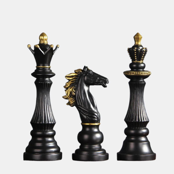 Resin Art Decoratie Schaakset Koning Koningin Ridder Ornamenten-Figurines-DeWoonVallei-Zwart (1 Koning; 1 Koningin; 1 Ridder)-DeWoonVallei