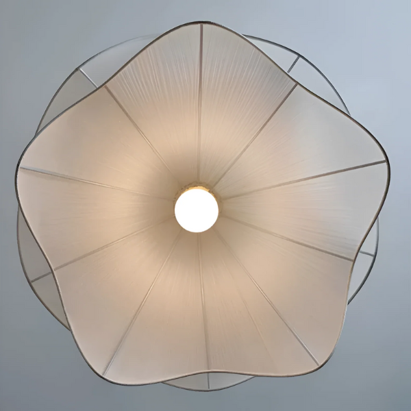 Retro Crème Kroonluchter van Stof met Bloemblad Elegant Landelijk Hanglamp voor Warme en Romantische Sfeer in Huis-Pendant Light-DeWoonVallei-DeWoonVallei