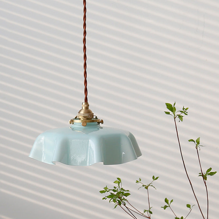 Retro Glazen Bloem Hanglamp – Gekleurde Opaalglas Plafondlamp met Verstelbare Hoogte-Pendant Light-DeWoonVallei-DeWoonVallei