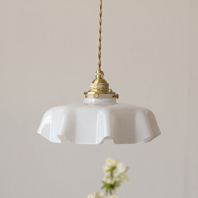 Retro Glazen Bloem Hanglamp – Gekleurde Opaalglas Plafondlamp met Verstelbare Hoogte-Pendant Light-DeWoonVallei-DeWoonVallei