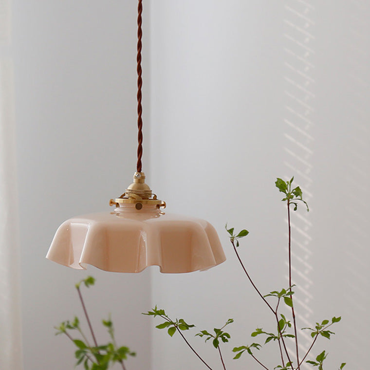 Retro Glazen Bloem Hanglamp – Gekleurde Opaalglas Plafondlamp met Verstelbare Hoogte-Pendant Light-DeWoonVallei-DeWoonVallei