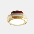 Retro Plafondlamp Cognac Glas met Kersenaccent voor Warme en Stijlvolle Interieurs-ceiling light-DeWoonVallei-Rood & Cognac-DeWoonVallei