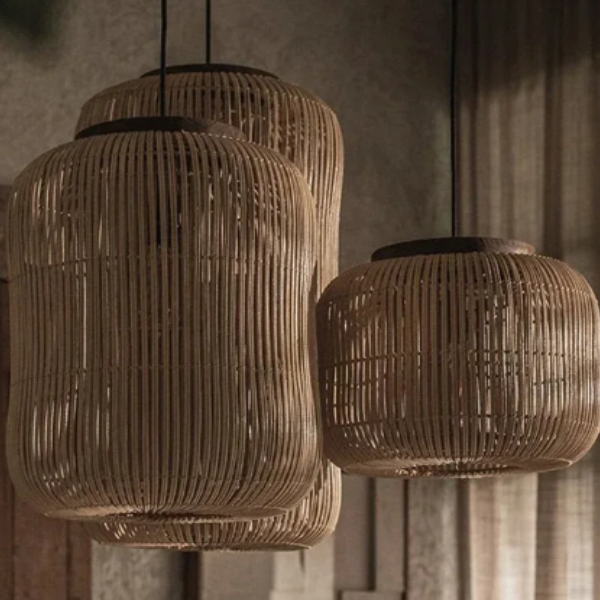 Retro Rotan Plafondlamp Geplette Ronde Vorm Elegante Natuurlijke Verlichting-Hanging Lamp-DeWoonVallei-DeWoonVallei