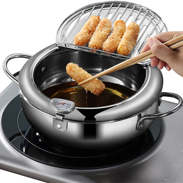 Roestvrijstalen Frituurpan Met Ingebouwde Thermometer Voor Nauwkeurig Koken-Kitchenware-DeWoonVallei-DeWoonVallei