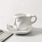 Romantische Keramische Koffiekop en Schotel Set Elegant Ontwerp voor Intieme Momenten-Drinkware-DeWoonVallei-90 ml-Wit-DeWoonVallei
