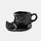 Romantische Keramische Koffiekop en Schotel Set Elegant Ontwerp voor Intieme Momenten-Drinkware-DeWoonVallei-90 ml-Zwart-DeWoonVallei