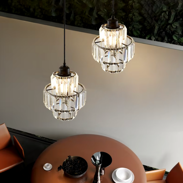 Ronde Gelaagde Kristallen Hanglamp Elegante Woonverlichting-Hanging Lamp-DeWoonVallei-DeWoonVallei