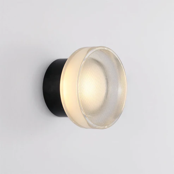 Ronde Glazen Wandlamp Mid-Century Modern Stijl met Messing of Zwarte Afwerking-wall light-DeWoonVallei-Zwart Accent-DeWoonVallei