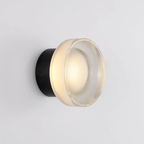 Ronde Glazen Wandlamp Mid-Century Modern Stijl met Messing of Zwarte Afwerking-wall light-DeWoonVallei-Zwart Accent-DeWoonVallei