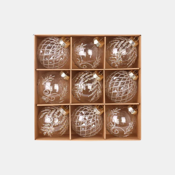 Ronde Onbreekbare Kerstballenset met Glitterafwerking voor Elegante Feestdecoratie-Christmas Decorations-DeWoonVallei-DeWoonVallei