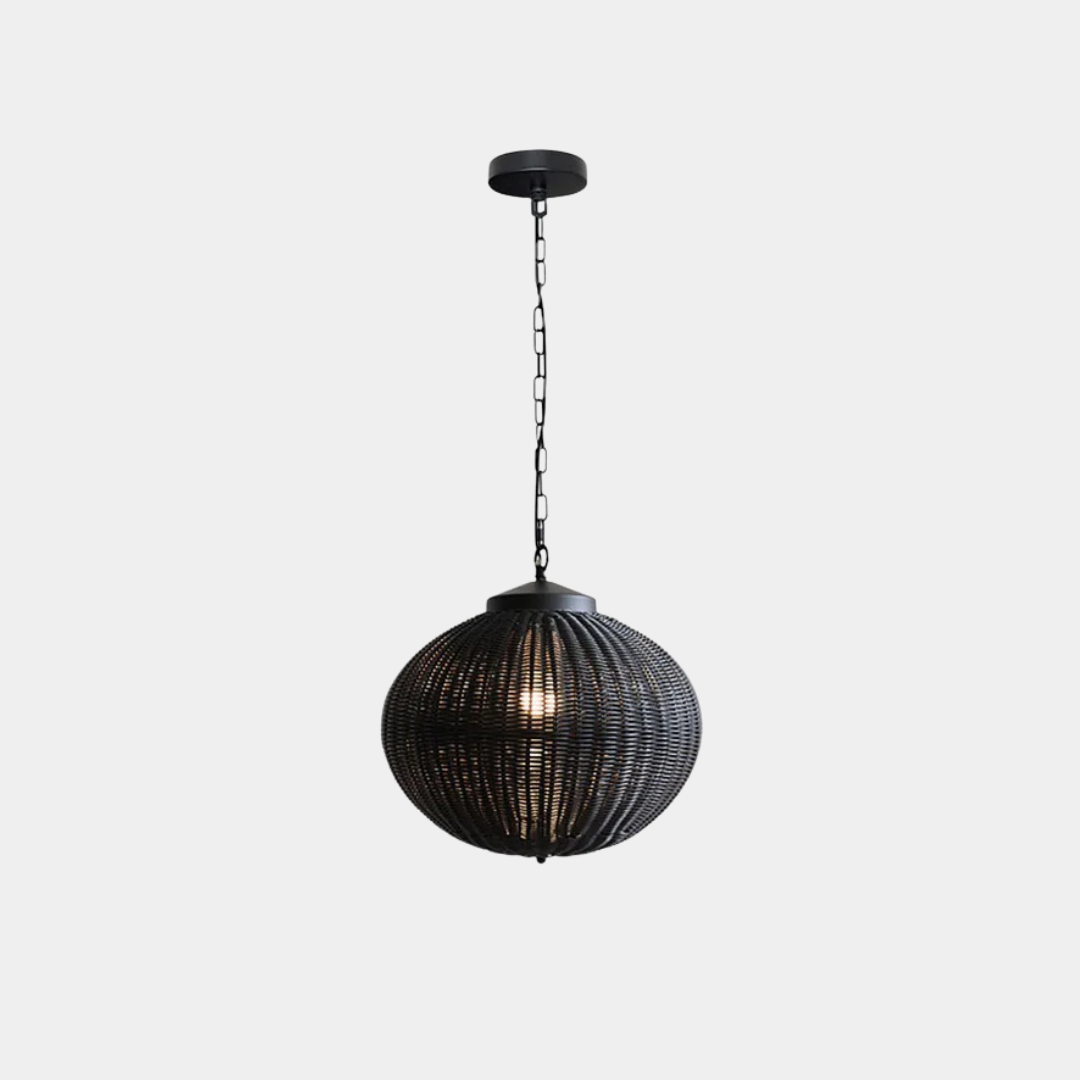 Ronde Rotan Buitenhanglamp – Waterdichte Retro Zwarte Lantaarn voor Sfeervolle Terrasverlichting-Ceiling Lamp-DeWoonVallei-DeWoonVallei