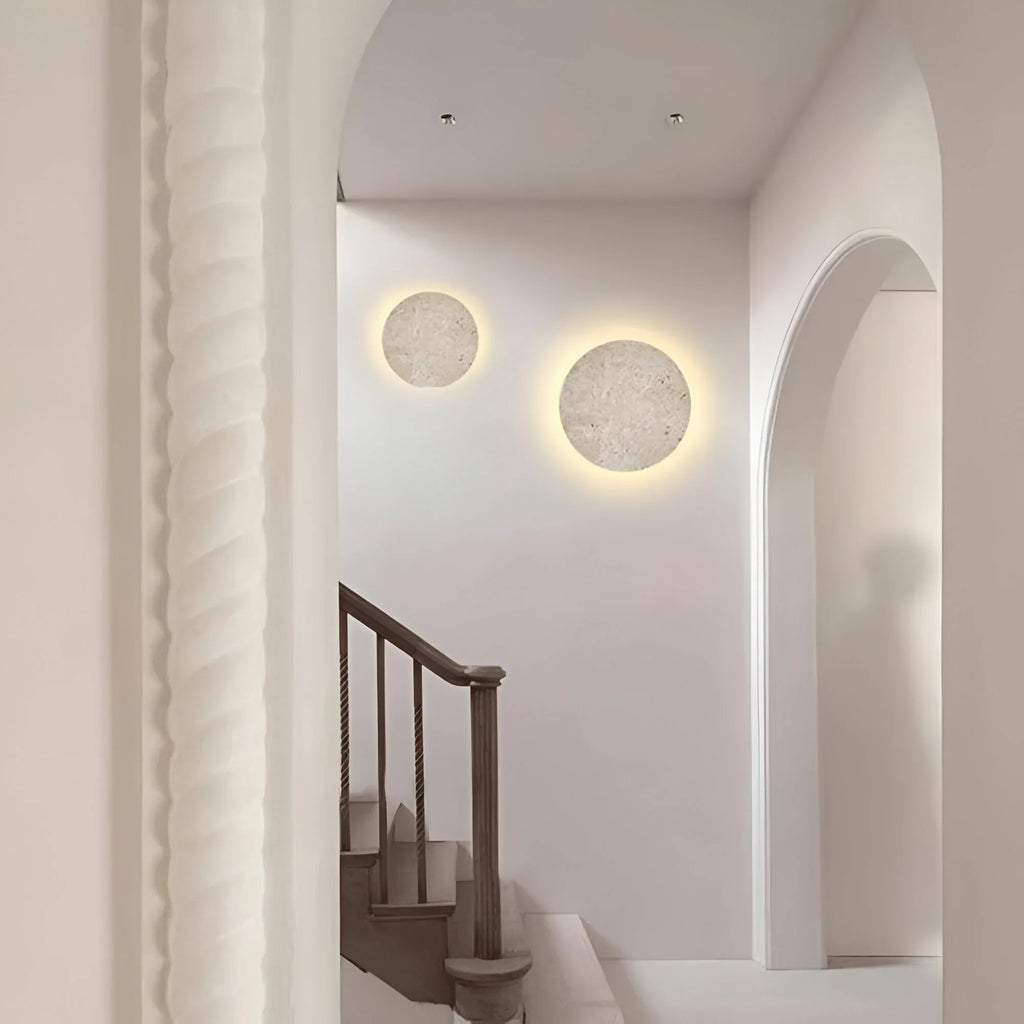 Ronde Stenen Wandlamp Natuurlijke Elegantie en Moderne Warmte-Wall Light-DeWoonVallei-DeWoonVallei