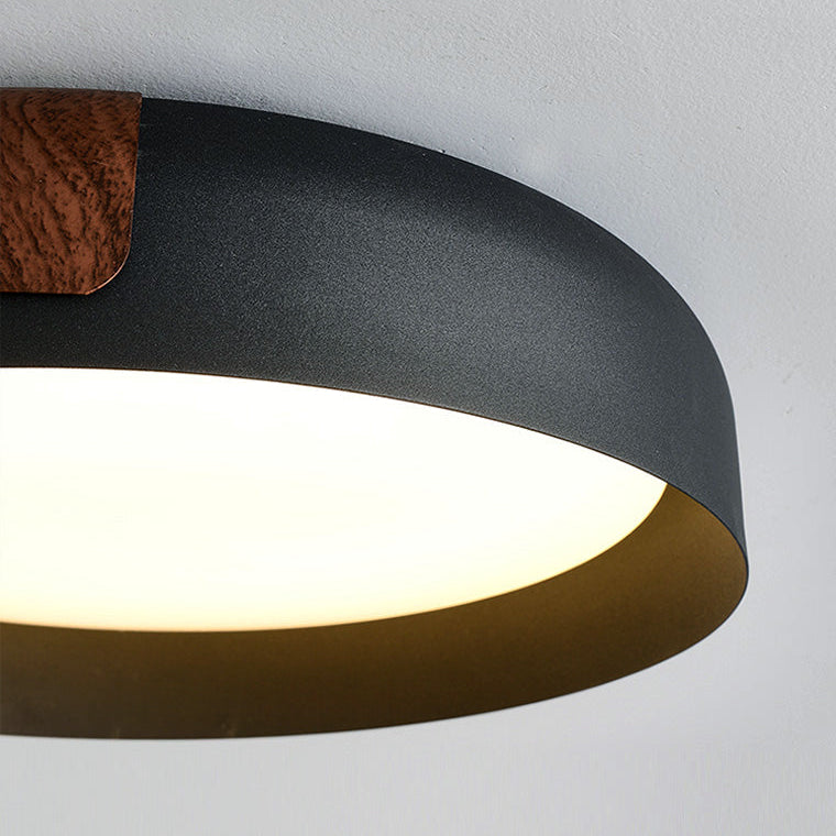 Ronde Walnootkleur Plafondlamp – Dimbare LED Lamp met Afstandsbediening en Warme Tot Koude Lichtkleuren-Ceiling Light-DeWoonVallei-DeWoonVallei