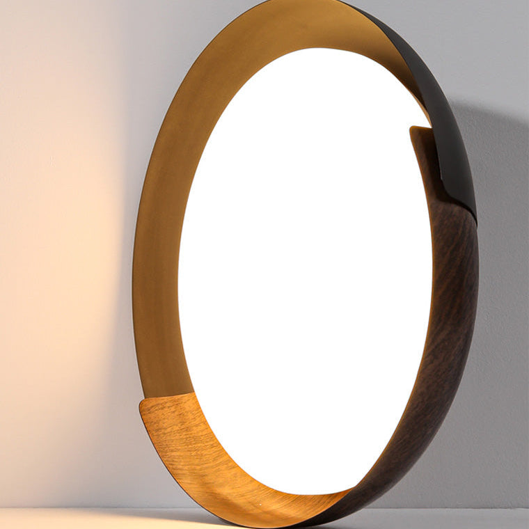 Ronde Walnootkleur Plafondlamp – Dimbare LED Lamp met Afstandsbediening en Warme Tot Koude Lichtkleuren-Ceiling Light-DeWoonVallei-DeWoonVallei