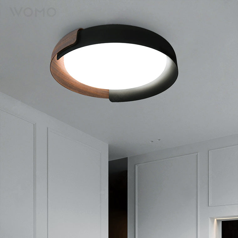 Ronde Walnootkleur Plafondlamp – Dimbare LED Lamp met Afstandsbediening en Warme Tot Koude Lichtkleuren-Ceiling Light-DeWoonVallei-DeWoonVallei