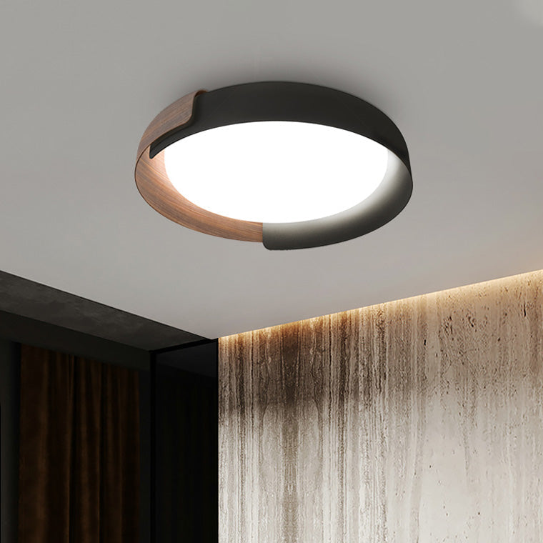 Ronde Walnootkleur Plafondlamp – Dimbare LED Lamp met Afstandsbediening en Warme Tot Koude Lichtkleuren-Ceiling Light-DeWoonVallei-DeWoonVallei