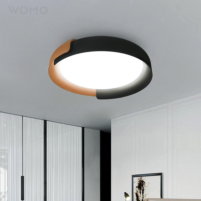 Ronde Walnootkleur Plafondlamp – Dimbare LED Lamp met Afstandsbediening en Warme Tot Koude Lichtkleuren-Ceiling Light-DeWoonVallei-DeWoonVallei