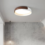 Ronde Walnootkleur Plafondlamp – Dimbare LED Lamp met Afstandsbediening en Warme Tot Koude Lichtkleuren-Ceiling Light-DeWoonVallei-DeWoonVallei