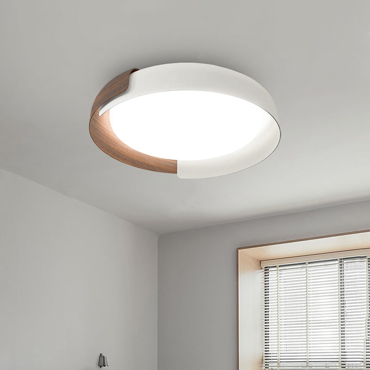 Ronde Walnootkleur Plafondlamp – Dimbare LED Lamp met Afstandsbediening en Warme Tot Koude Lichtkleuren-Ceiling Light-DeWoonVallei-DeWoonVallei