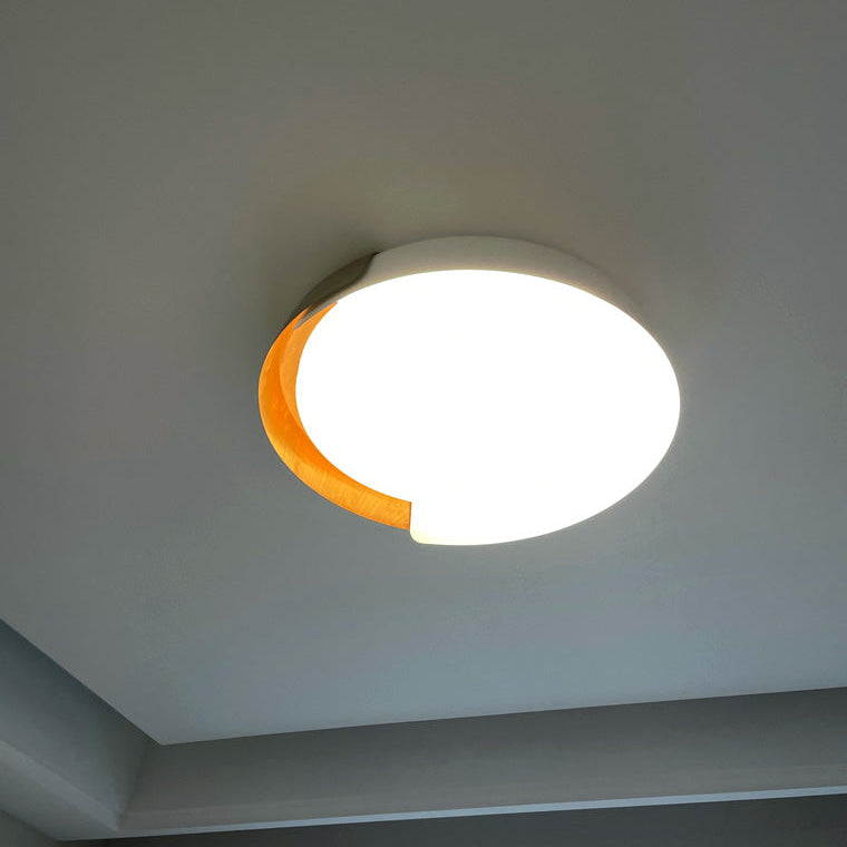 Ronde Walnootkleur Plafondlamp – Dimbare LED Lamp met Afstandsbediening en Warme Tot Koude Lichtkleuren-Ceiling Light-DeWoonVallei-DeWoonVallei