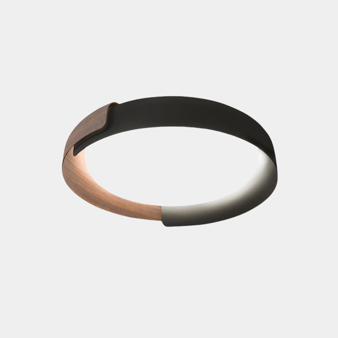 Ronde Walnootkleur Plafondlamp – Dimbare LED Lamp met Afstandsbediening en Warme Tot Koude Lichtkleuren-Ceiling Light-DeWoonVallei-DeWoonVallei