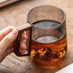Rookglas Koffiemok met Walnoothandgreep Stijlvol en Ergonomisch-Glasses-DeWoonVallei-DeWoonVallei
