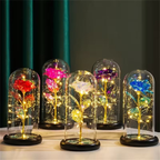 Roos LED Bloem Cadeau Glazen Koepel Romantische Licht Decoratie-Artificial plant-DeWoonVallei-DeWoonVallei