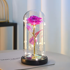 Roos LED Bloem Cadeau Glazen Koepel Romantische Licht Decoratie-Artificial plant-DeWoonVallei-Rozerood-DeWoonVallei