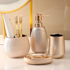 Roze Goud Keramische Badkamer Set Stijlvolle Functionele Accessoires voor Elegante Ruimtes-Bathroom Accessories-DeWoonVallei-DeWoonVallei