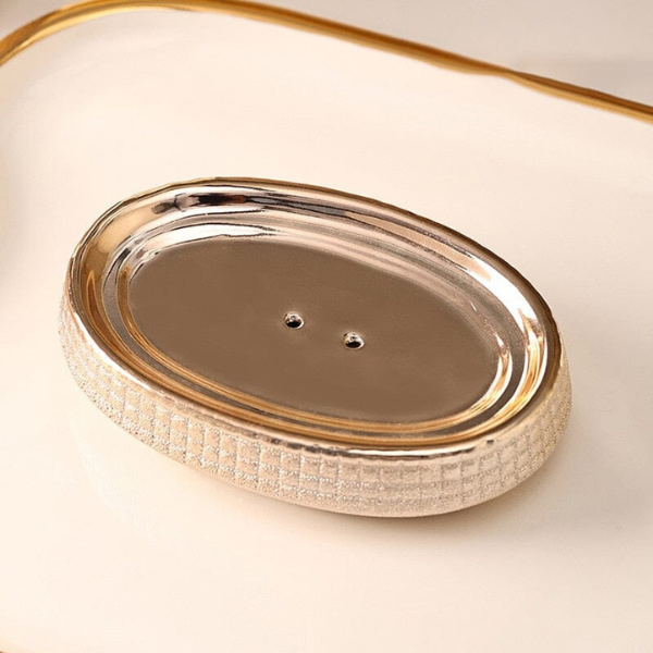 Roze Goud Keramische Badkamer Set Stijlvolle Functionele Accessoires voor Elegante Ruimtes-Bathroom Accessories-DeWoonVallei-DeWoonVallei