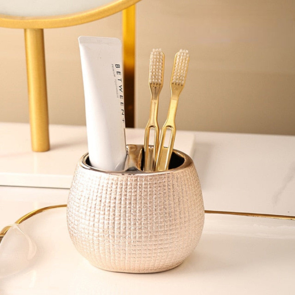 Roze Goud Keramische Badkamer Set Stijlvolle Functionele Accessoires voor Elegante Ruimtes-Bathroom Accessories-DeWoonVallei-DeWoonVallei