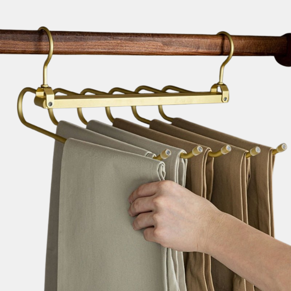 Ruimtebesparende Aluminium Broekhanger Strak Ontwerp Beschermt Stoffen-Closet Organizers-DeWoonVallei-Goud-DeWoonVallei