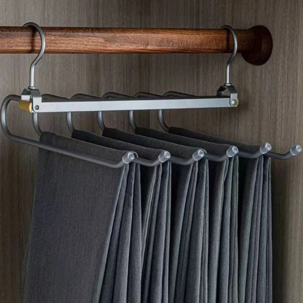 Ruimtebesparende Aluminium Broekhanger Strak Ontwerp Beschermt Stoffen-Closet Organizers-DeWoonVallei-Metallic grijs-DeWoonVallei