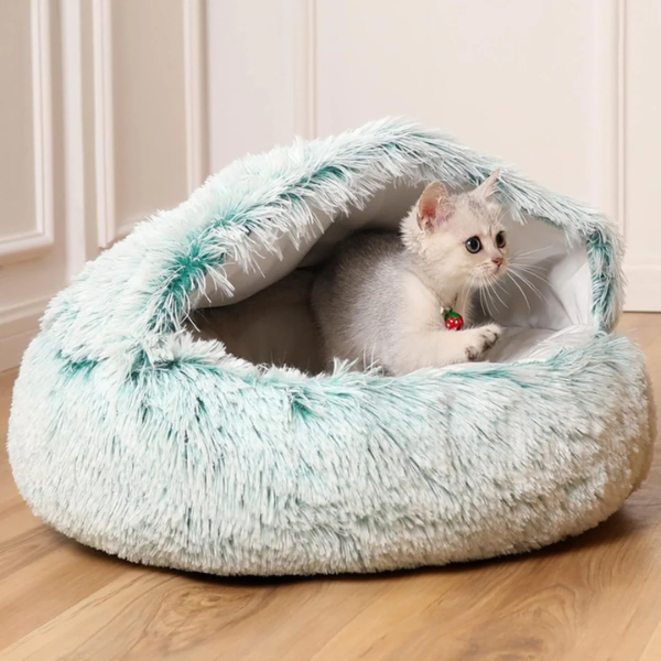Rustgevende Knusse Nest Dierenbed Zacht Comfortabel voor Katten en Kleine Honden-Calming Nest Dog & Cat Bed-DeWoonVallei-Alpen Groen-Extra Klein-DeWoonVallei